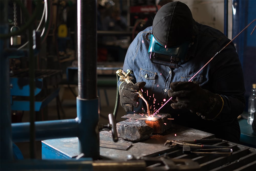 Student welding