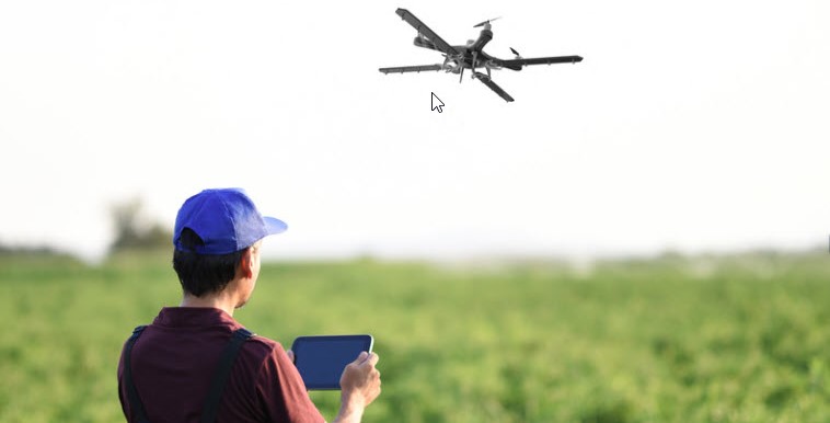 Drone flying over TRU campus