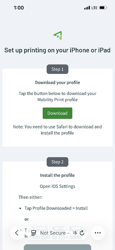 Mobility Print step image